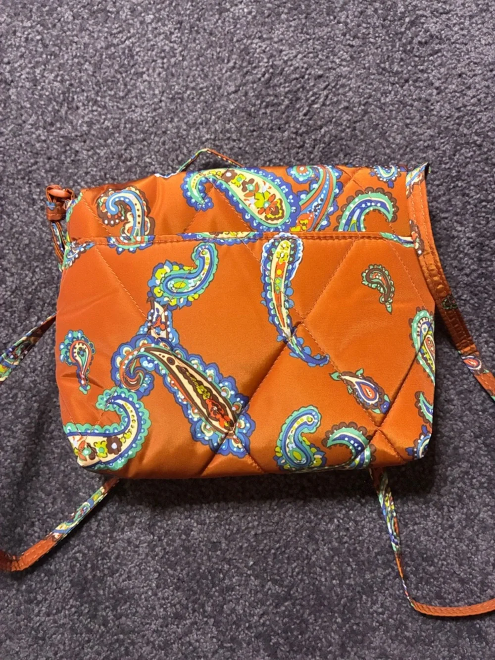 Vera Bradley small Flap Hipster Orange Manor Paisley Quilted Crossbody Bag NWT - Picture 5 of 5